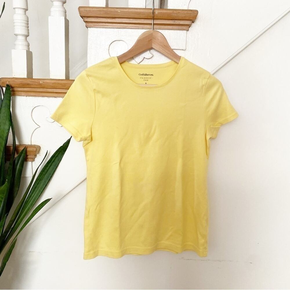 Croft & Barrow Yellow 100% Cotton Short Sleeve Classic Tee Size S